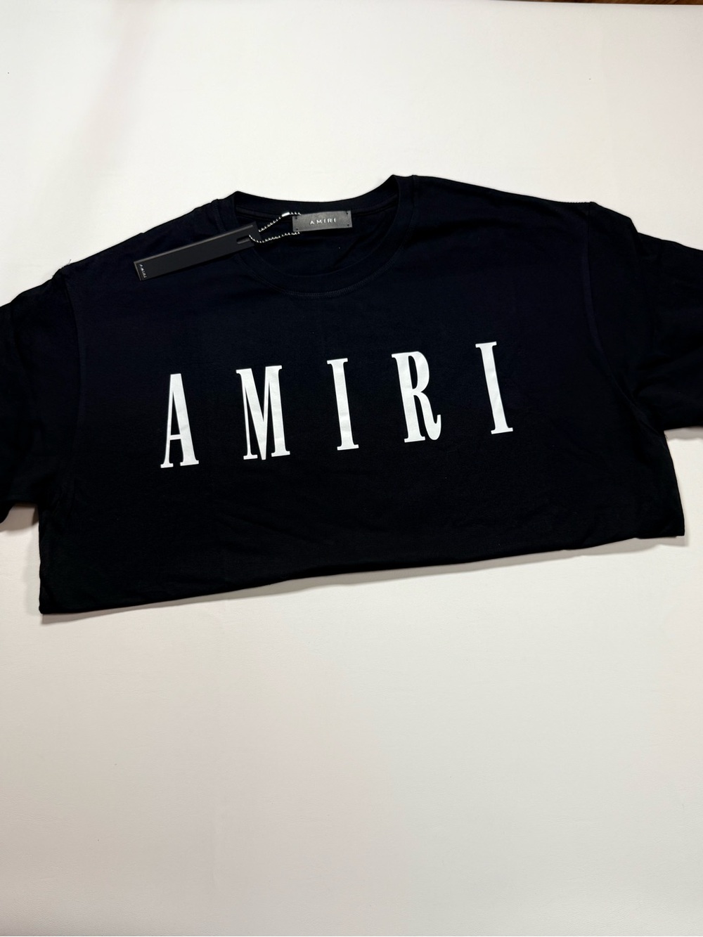 AMIRI Black T-shirt with White Center Logo